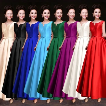 

Big choir performance dress skirt Women long skirt new bridesmaid dress banquet evening dress was thin and elegant long skirt