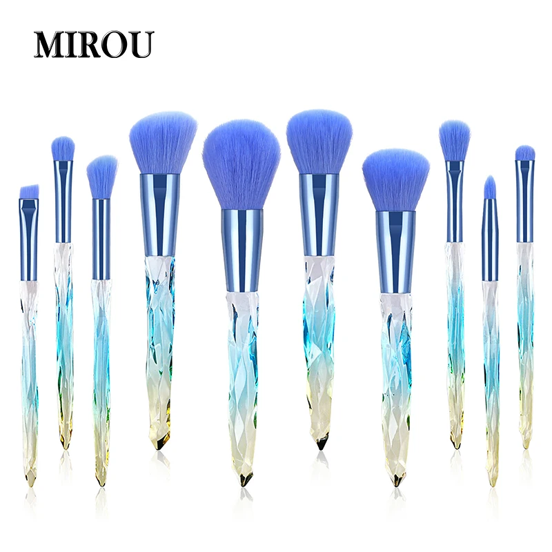 

blue Crystal Style Makeup Brush Sets Eye Blush Brush Cosmetics Professional Makeup Brush Kit Tools bright shadows fluffy brush