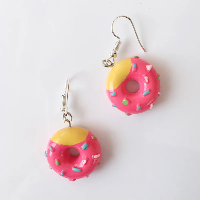 Boucles d'oreilles en forme de Donut rose pour filles et femmes, 1 paire, tendance, bonbons mignons, cadeau idéal pour fête d'anniversaire