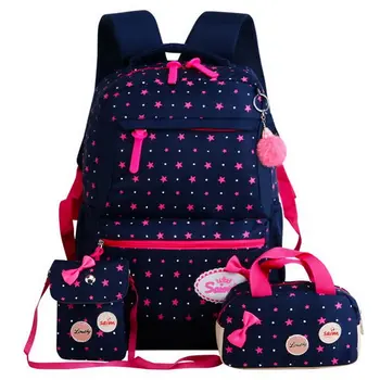 

3pcs Printing School Bags For Girls Teenager Schoolbag Fashion School Backpacks For Children Kids Travel Bag Black Bagpack 2020
