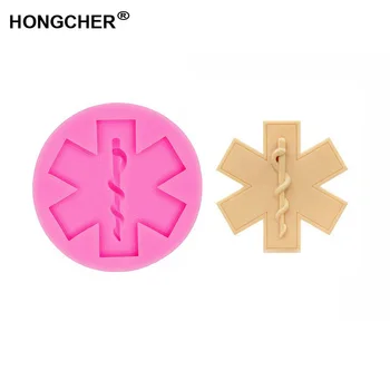 

NewFirst aid sign star of life fondant cake chocolate silicone mold jewelry decoration kitchen baking cooking gadget clay resin