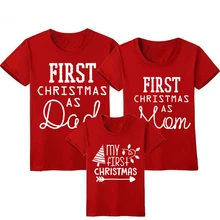 1 предмет, футболка на первое Рождество, как мама, папа забавная одинаковая Рождественская футболка для всей семьи Красная футболка с короткими рукавами для мамы, папы и ребенка