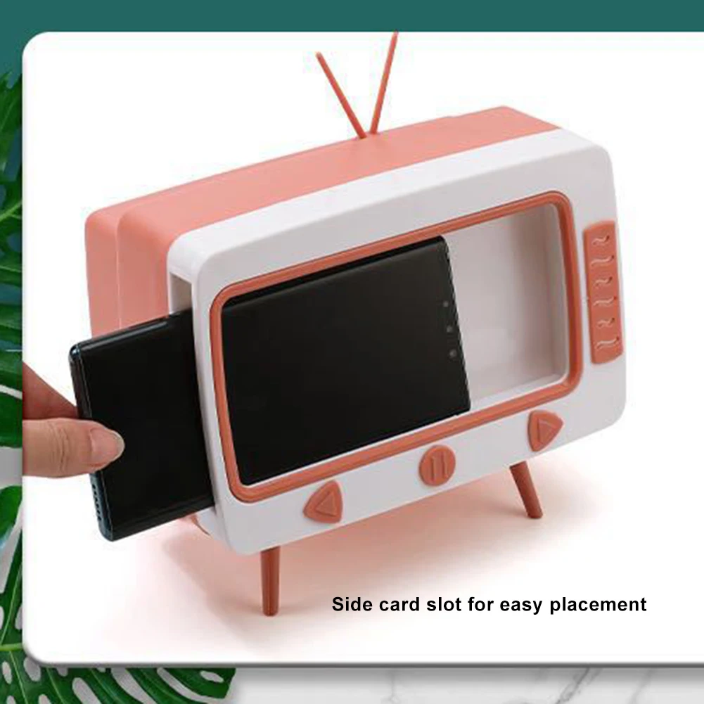 

2 in 1 Multifunctional Household Desktop Tissue Box Cell Phone Stand Home Desk Box with Creative Vintage TV Appearance