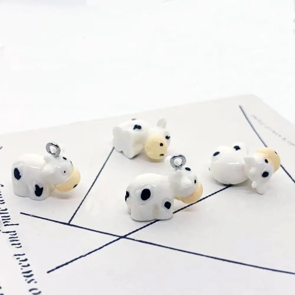 5 шт. 19*13 мм Kawaii 3D резиновая имитация Маленькая корова шармы подвески в форме животных для DIY серьги брелки модные ювелирные аксессуары