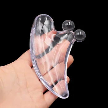 

Facial Massager Guasha Board with 2 Beads Transparent Plate Slimming Face Lifting Eye Face Neck Thin Tools Scraping Skin Board