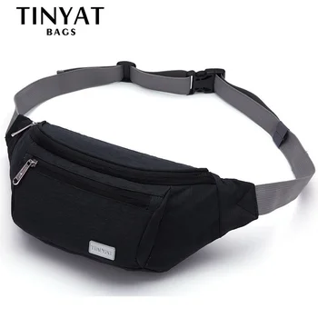 

TINYAT Waist Belt Bag High Quality Chest Bag Three Zippers Casual Functional Purse Contrast Color Waist Package for Men & Women
