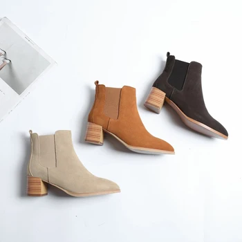 

Zorssar 2019 Autumn Winter Women Martin Boots Ankle Boots Short Boots Cow Suede Boots Slip-on Warm Boot Fashion Women Shoes