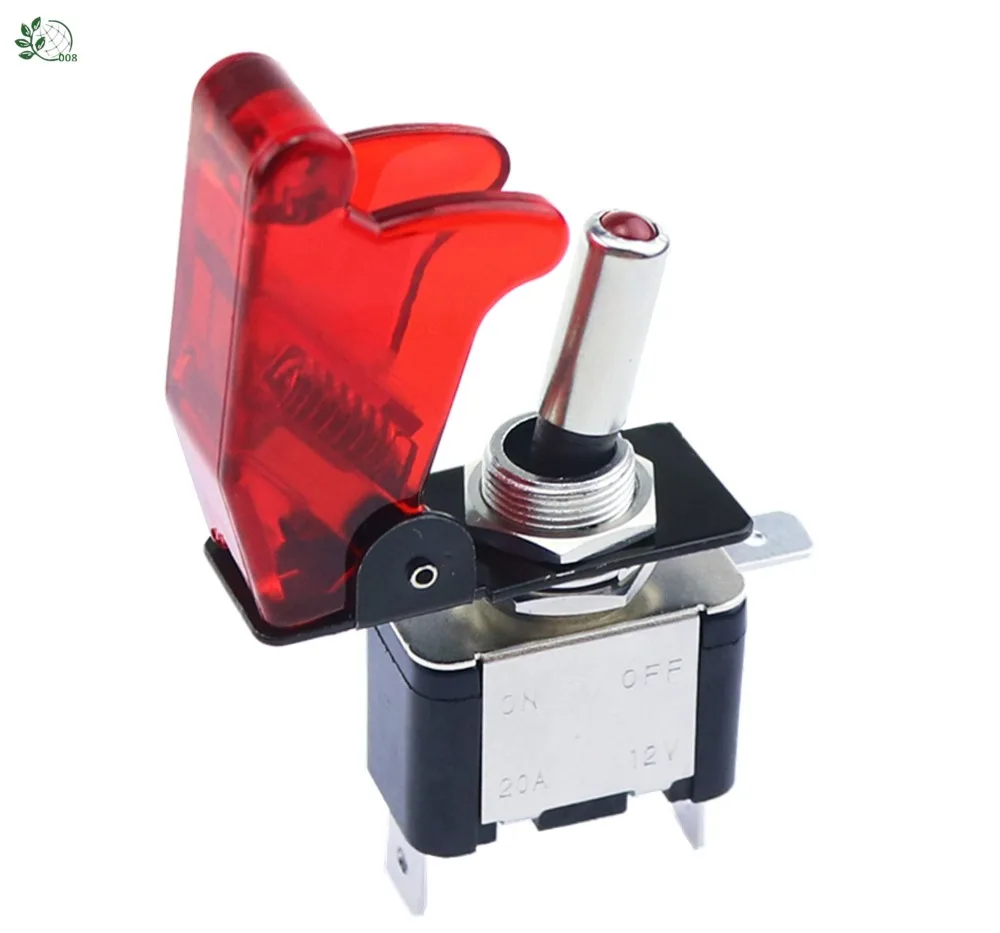 Красный светодиодный тумблер с подсветкой и фликовой крышкой для автомобиля 12V TM