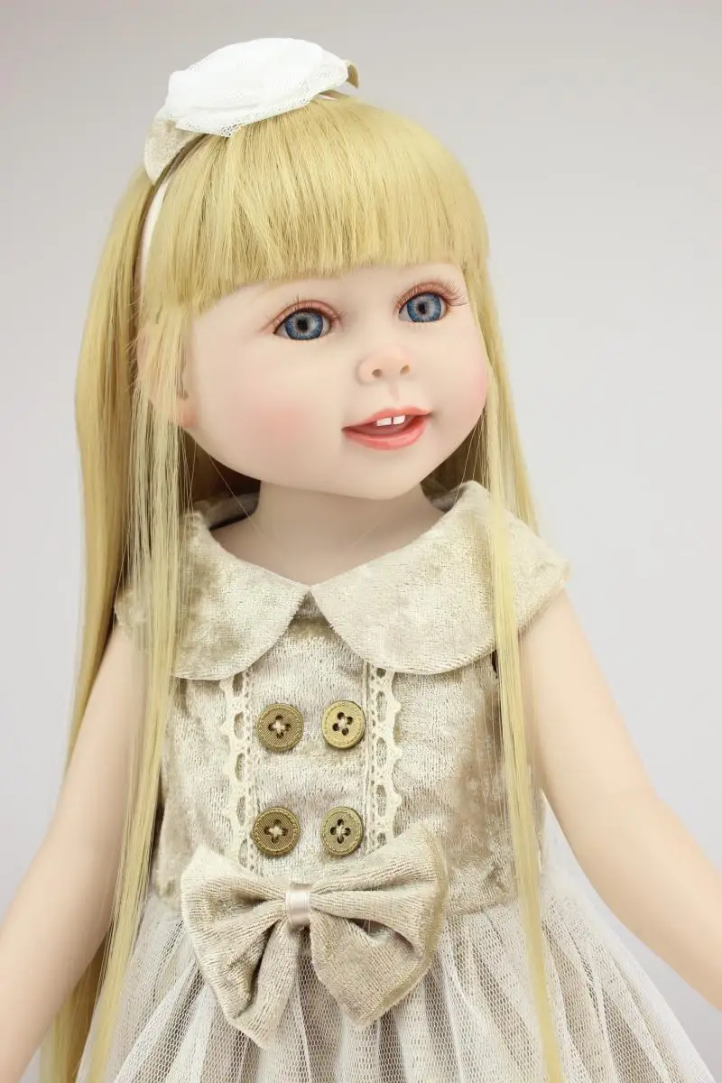 

Beautiful Simulation Vinyl Baby reborn Doll American realistic Little Girl Doll With gold Long Hair