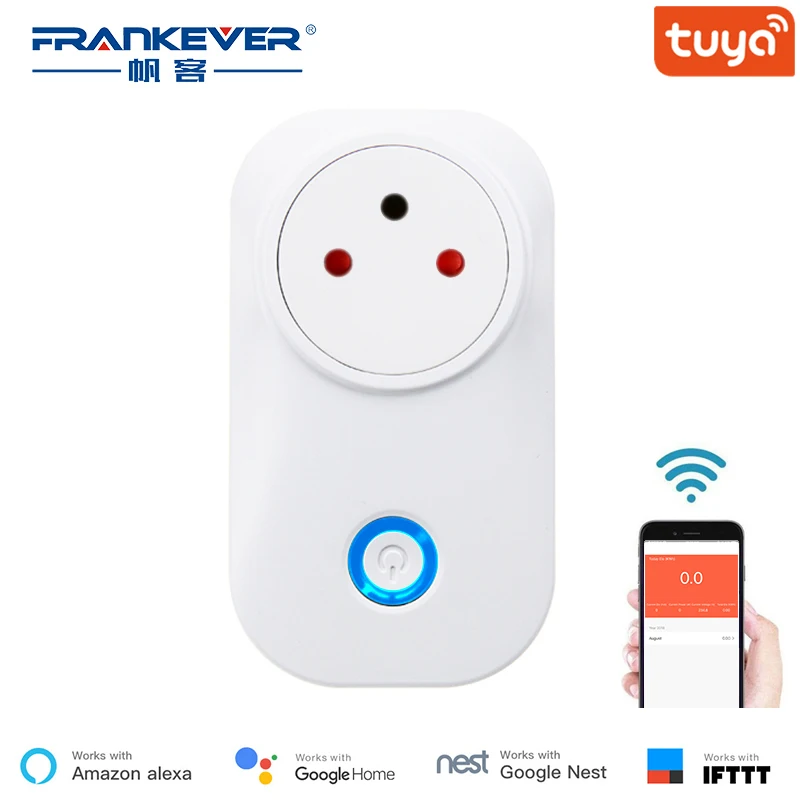 FrankEver Tuya Cloud 10A 16A Israel WiFi умная розетка монитор питания беспроводной разъем работает с Alexa Google Home приложение Smart Life