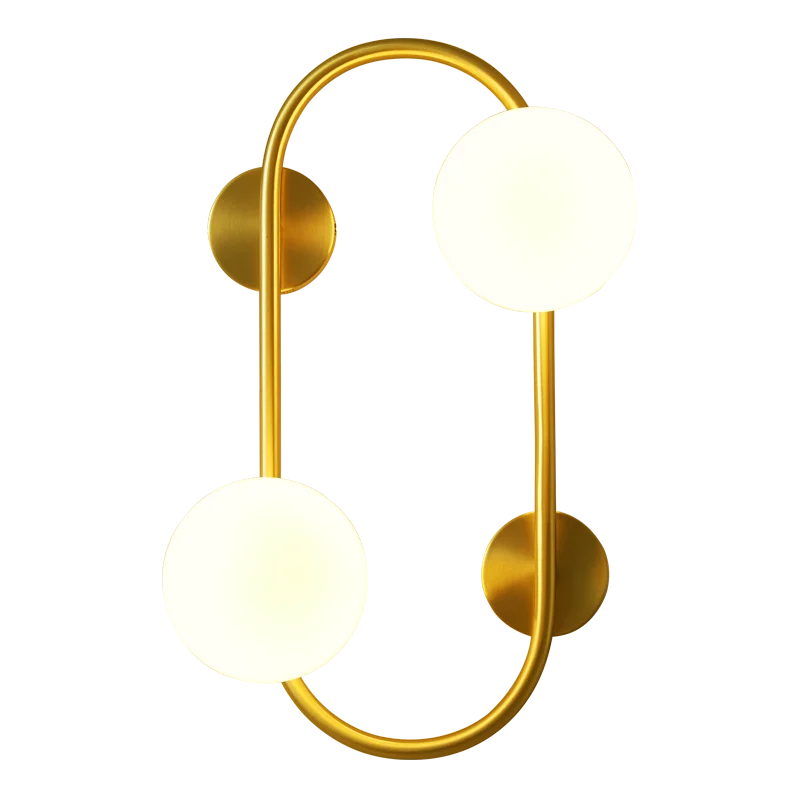 

Современные Настенные светодиодные лампы, индивидуальное настенное бра из натуральной латуни с 2 головками и стеклянным шариком для украшения дома, отеля