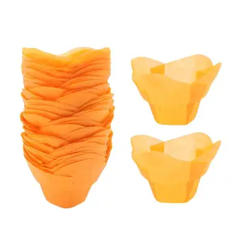 

100pcs Cupcake Wrappers Lotus Shape Heat Resistant Oil-Proof Paper Cups Muffin Liners Cake Cup Wrappers Baking Paper Wrappers