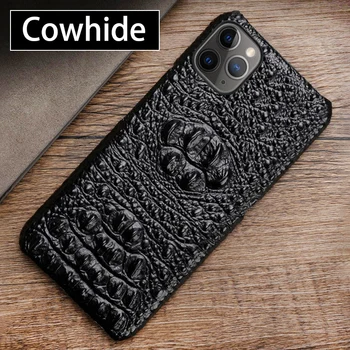 

Genuine Leather Phone Case For iPhone 11 Pro Case Crocodile Head Texture For Apple X XS Max XR 6 6S 7 8 Plus 9 Cover Funda Capa