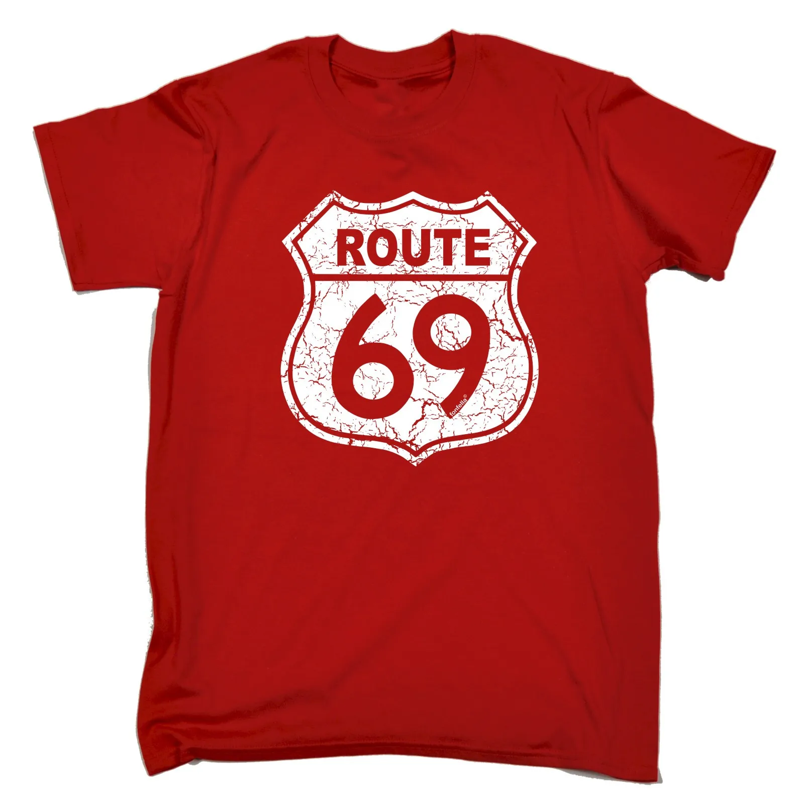 ROUTE 69 футболка грубая шутка шоссе США 66 США дорожный подарок 123t забавный подарок на день рождения модные футболки Летние Прямые хлопковые - Цвет: Красный