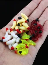 50PCS Maggot Grub Soft Fishing Lure 2.4cm 0.5g Smell Worms Glow Shrimps Fish Lures Soft Artificial Simulation Baits Tackle Tools