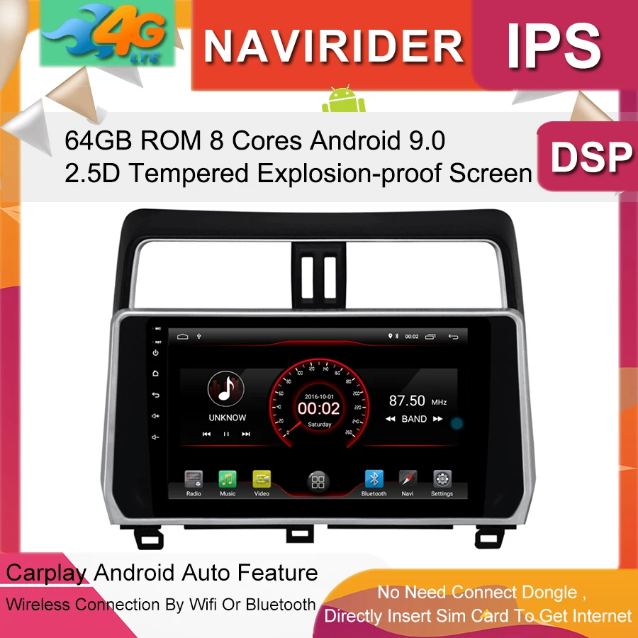 Perfect Built in 4G Lte car Intelligent navigation tape recorder 9.0 android car gps radio multimedia player for toyota Prado 2019 0 Perfect Built in 4G Lte car Intelligent navigation tape recorder 9.0 android car gps radio multimedia player for toyota Prado 2019 0
