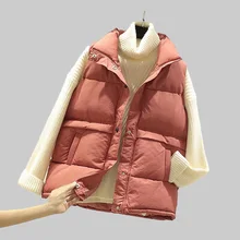 

2022 Women Sleeveless Vest Winter Warm Plus Size Down Cotton Padded Jacket Female Mandarin Collar Sleeveless Waistcoat
