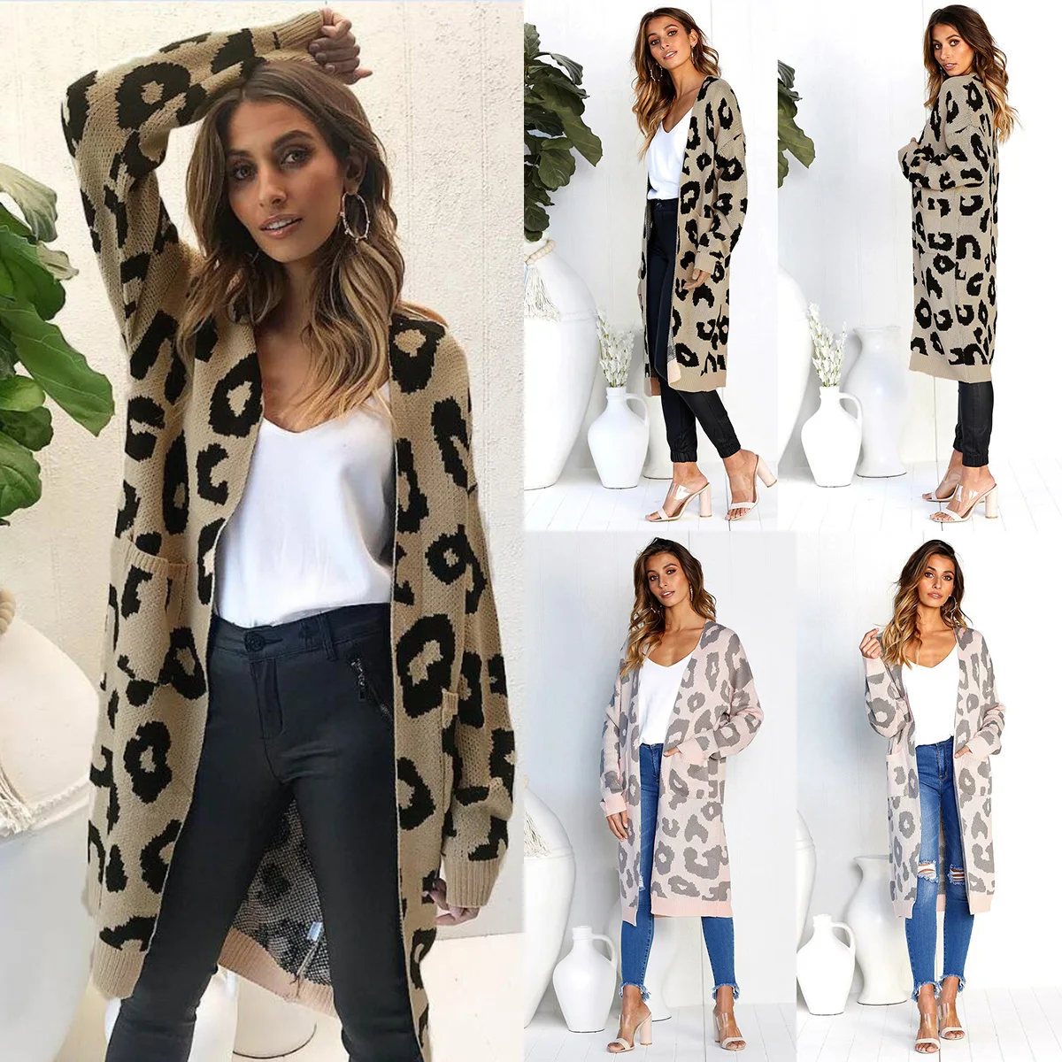 

half sale Autumn Winter long Sleeve Knitwear Cardigan Women M Size Knitted Sweater Cardigan Female Elegant Jumper Coat