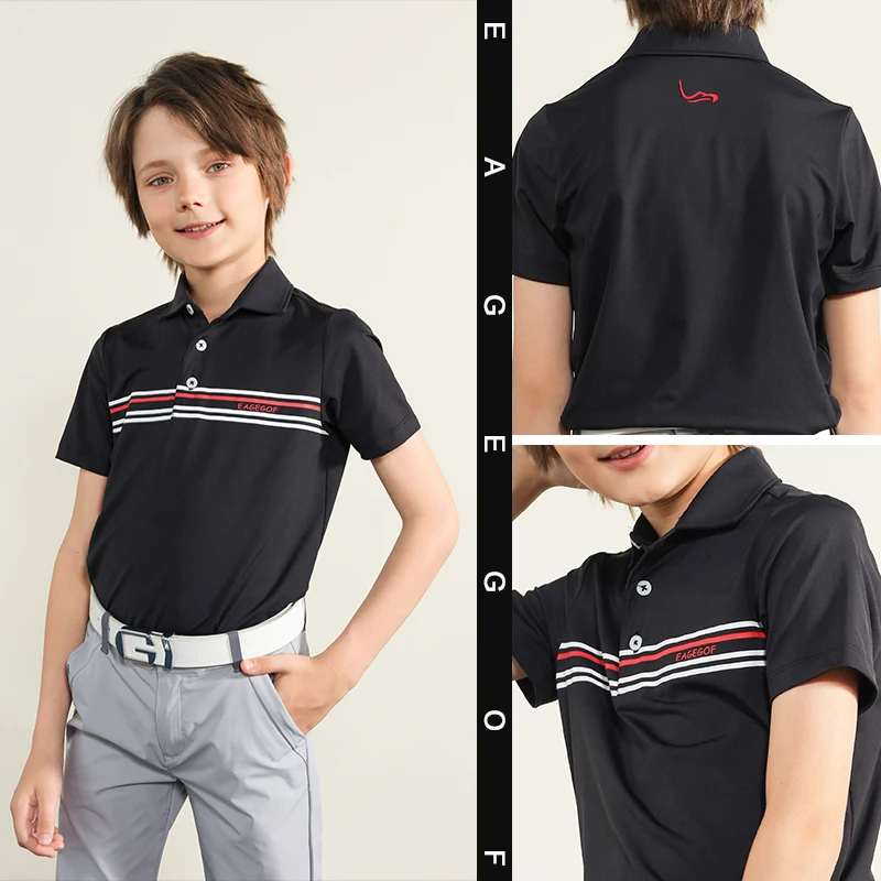EAGEGOF Summer Boys Short Sleeve T-shirt Coolpass technical fabric Children golf Polos High-end Fashion Child sportswear
