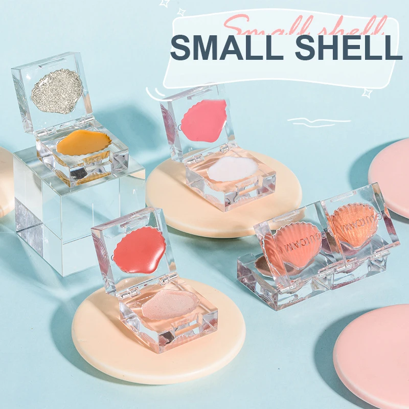 

5 Colors Shell Blush Tray Waterproof Nude Makeup Natural Small Ice Cube High-gloss Powder Lasting Mashed Potatoes Repair Rouge