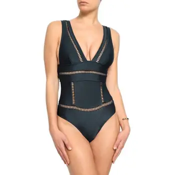 

One Piece Swimsuit Women Korean Swimwear Female Sexy Perspective Mesh Hollow Cover Stomach Solid Spandex Sierra Surfer Swim Wear