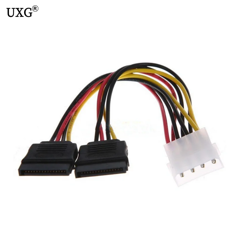 5PCS SATA Power Cable Splitter Molex 4pin Male to Serial ATA 15pin x 2 Female Y Hard Drive Cables 20CM for Bitcoin Miner Mining