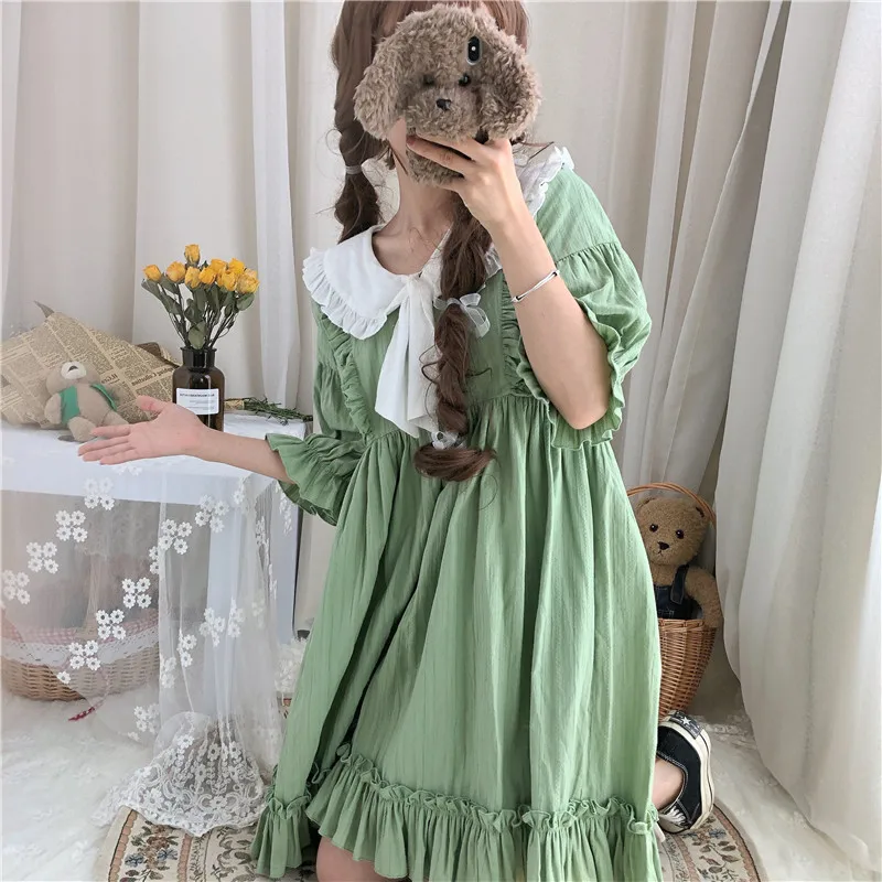 Женские платья Ins Girl Kawaii Ulzzang милое платье с воротничком для куклы Милая женская винтажная Панк-Одежда Harajuku для женщин на каждый день