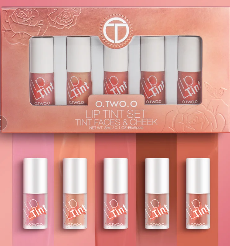 

O.TWO.O Lip Tin Set Tin Face & Cheeks Matte Blusher Lip Gloss Moisturizing & Nourish Fast Repair Lips Balm Plumper Exfoliator