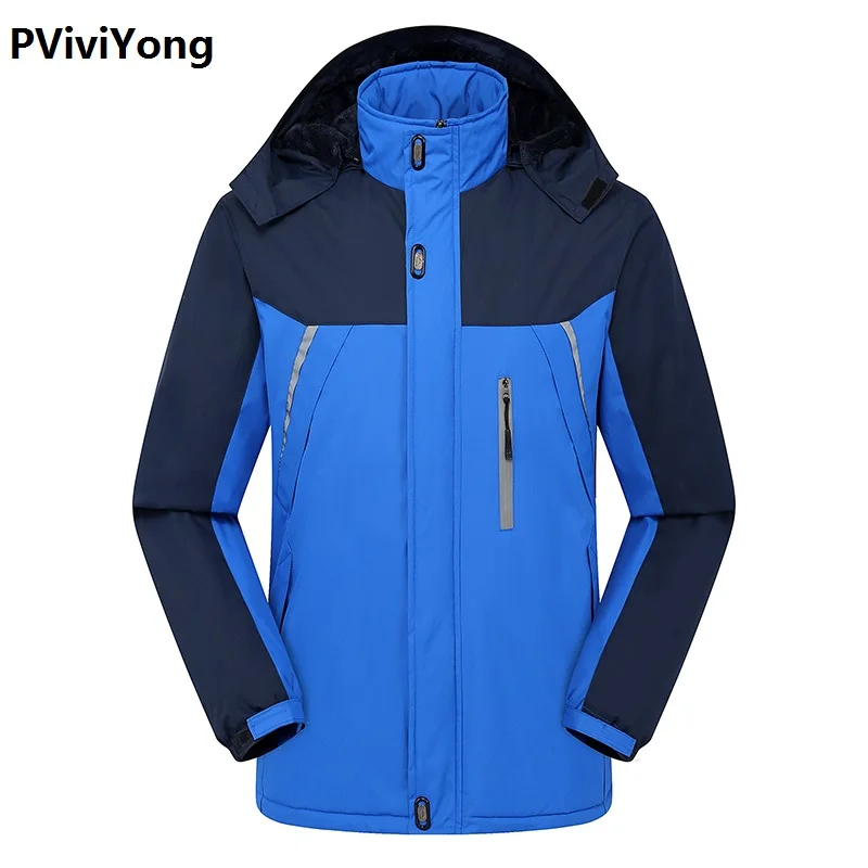 PViviYong, зимняя мужская куртка, Мужское пальто с капюшоном, мужские светоотражающие куртки, лыжное пальто с толстой подкладкой, парка 566