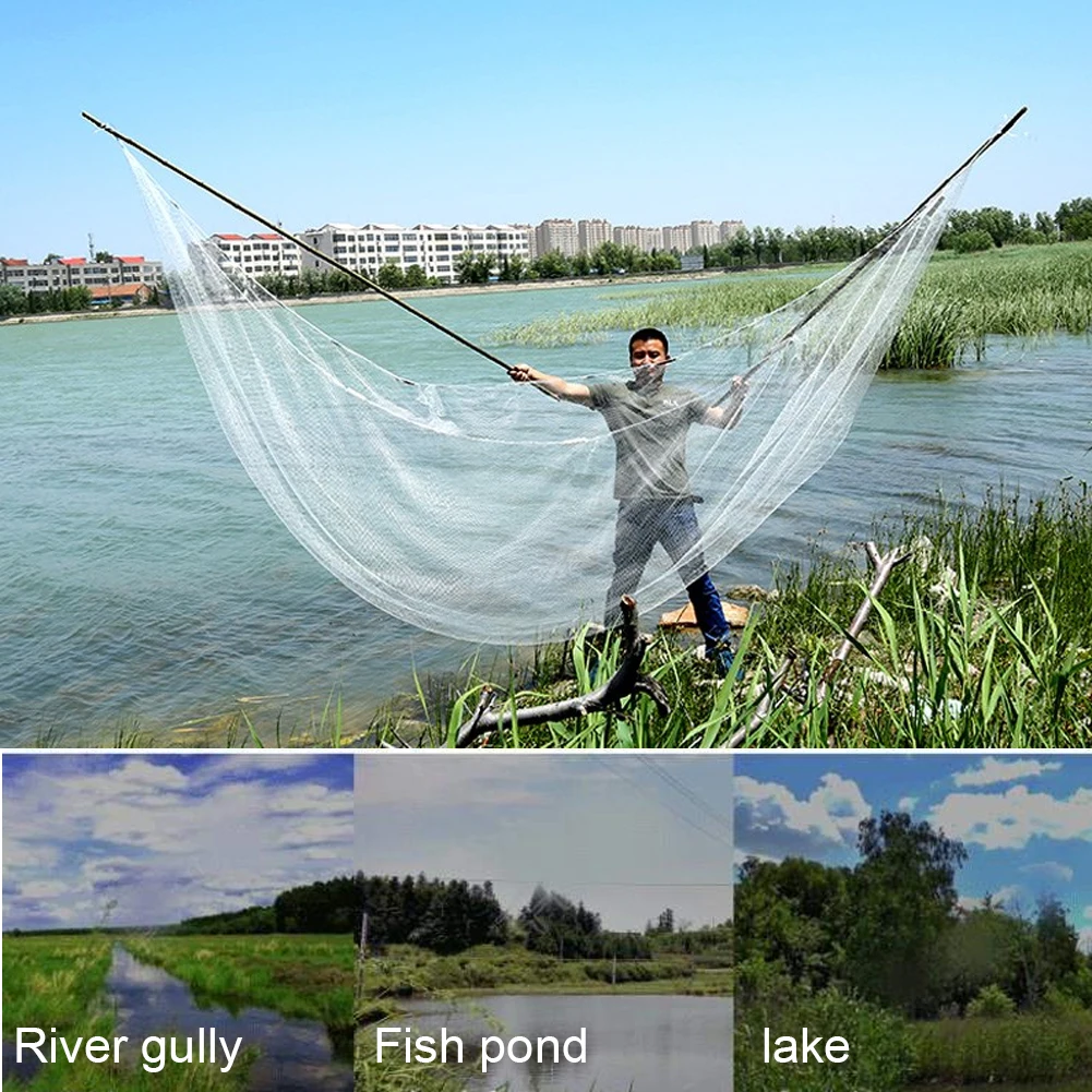 Elastic Tool Lake Clamp Float Trap Fishing Net Lightweight Casting River Reusable Outdoor Accessories Braided Nylon Single Mesh | Спорт и