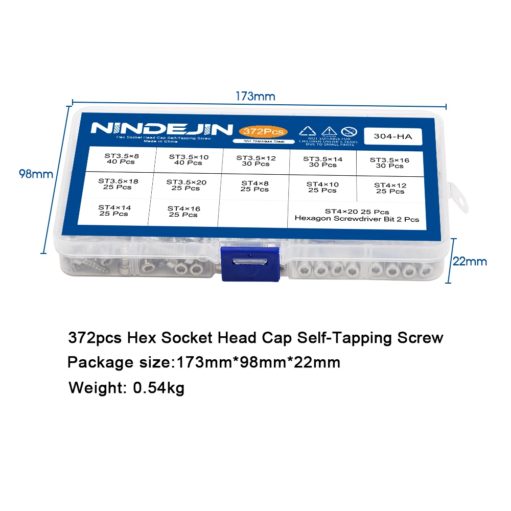 Skup 372 sztuk m2.6 m3 m3.5 m4 śruba imbusowa głowy śruby samogwintujące zestaw ze stali nierdzewnej, sześciokątny gniazdo śruba gwintująca wybrane elementy
