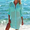 Tunique de plage en coton pour les femmes, Cover up pour les maillots de bain, Mini robe de plage, tendance 2022 ► Photo 2/6