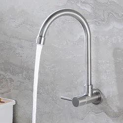 Kitchen Faucet Wall Mounted Stainless Steel Single Cold Water Faucet Kitchen Tap Kitchen Accessories