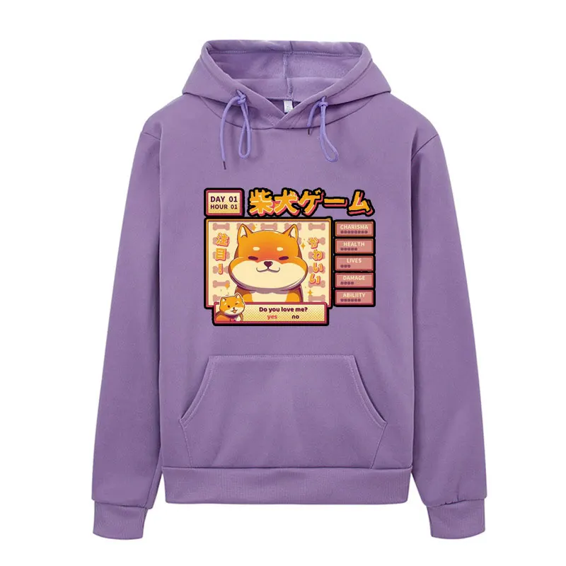 Женская толстовка с капюшоном в стиле Харадзюку, Kawaii, милая Толстовка с принтом shiba Inu Doge, корейский уличный хлопковый топ, эстетическая толстовка с капюшоном в японском стиле - Цвет: purple