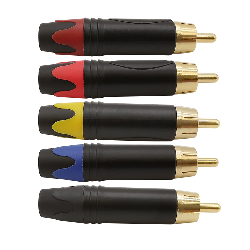 Разъем RCA, 1/2/5 шт., позолоченный штекер RCA, аудиоадаптер, тип пайки, косичка, динамик для кабеля 4 мм