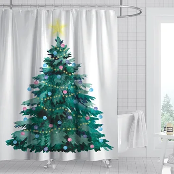 

Christmas Waterproof Shower Curtain Printing Bathroom Curtain Decor Bathroom Non-slip Waterproof Christmas Bathroom Mat