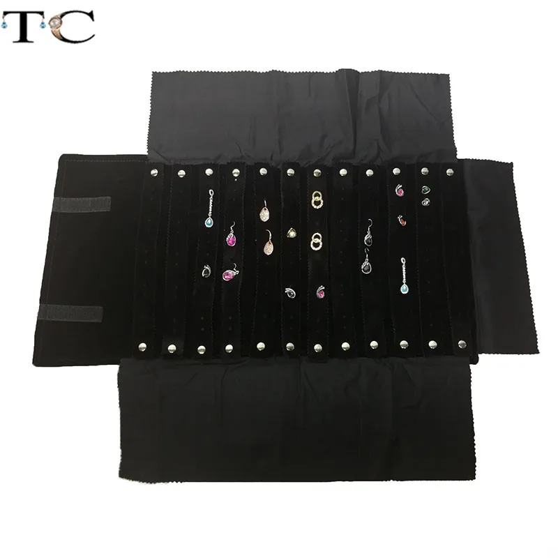 Earrings Holder Jewelry Roll Up Case Travel Storage Bag 60 Earrings