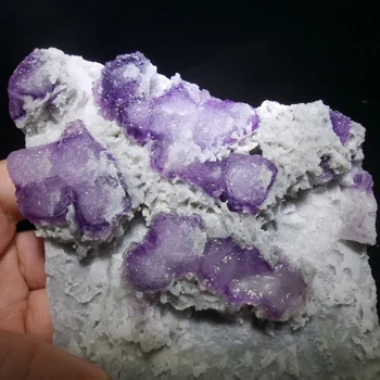 

229.6gRare natural dark purple fluorite cluster brass energy healing quartz stone decorative mineral samples
