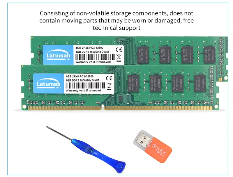 Latumab RAM DDR3 4GB 8GB 16GB 1600MHz Desktop Memory PC3-12800 DIMM Memory 240Pin 1.5V Memoria DDR3 RAM PC Memory Module (20)