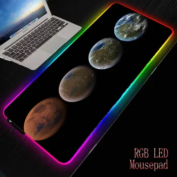 

MRGBEST Art Black Background Planet Large Gaming Mousepad RGB Mouse Pad Computer Mat Backlit Mat Mause Carpet For Desk Keyboard
