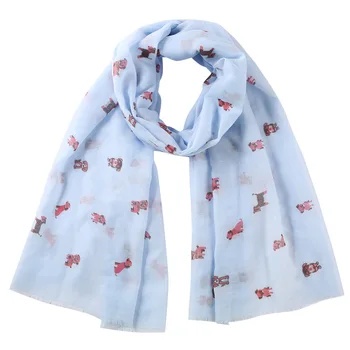 

2019 New Cute Dog Print Fringe Scarf Shawls Long Animal Puppy Dog Print Wrap Scarves Hijab 4 Color Free Shipping