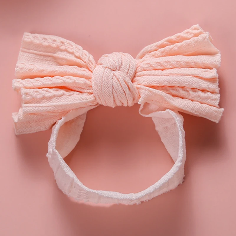 1pcs Cable Knit Nylon Bow Headwrap, One size fits all nylon headbands, wide nylon headbands, baby headbands, Knot bow headwear best Baby Accessories Baby Accessories