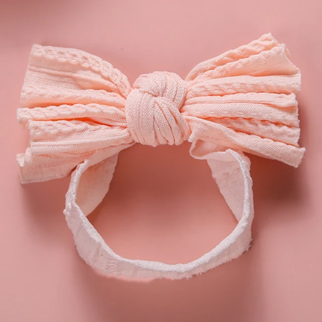 1pcs Cable Knit Nylon Bow Headwrap, One size fits all nylon headbands, wide nylon headbands, baby headbands, Knot bow headwear A2NSNSFB-9843-11