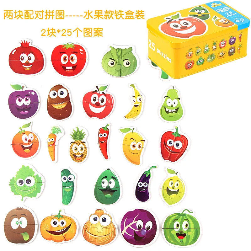 Fruit Мультяшная детская головоломка для раннего образования, игра-головоломка, игрушки для животных, обучающая карточка, деревянные игрушки для детей - Цвет: Fruit