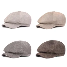 Кепка Peaked Повседневная защита от ультрафиолета хлопок лен плоский газетчик козырек наружные головные уборы