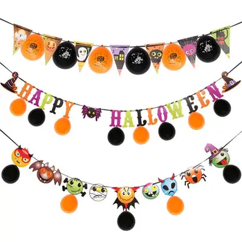 

Halloween Balloons Banner Kit Orange Black Balloon for Halloween Home Bar Party Decoration