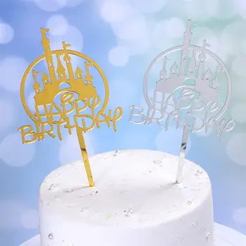 

2020 New Fashion 10pcs Creative Happy Birthday Castle Shape Design Cake Topper Picks for Birthday Party (Golden + Silver)