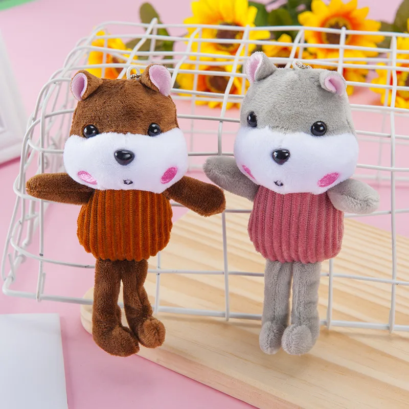 Cute Lovely Corduroy Squirrels Plush Keychain Toys Small Cartoon Squirrel Animals Dolls Key Bag Pendants Gift 10pcs (2)