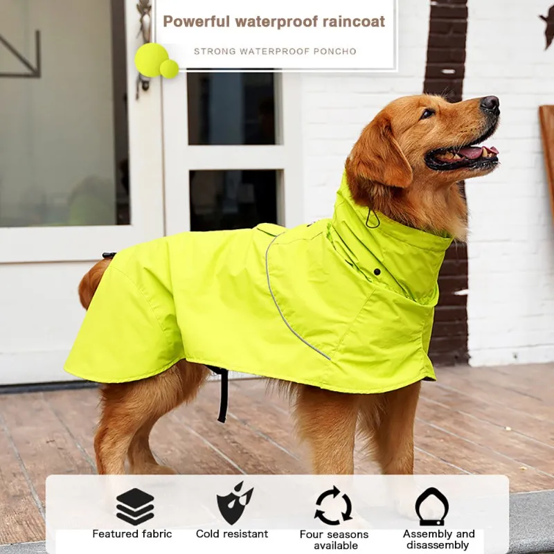 Водонепроницаемый дождевик для собак, нейлоновая ткань, высокий датский плащ с золотистыми волосами, дождевик для собак - Цвет: Цвет: желтый