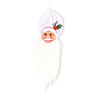 

3PCS Christmas Tree Top Ornaments Creative Santa Head Pendant Christmas Decoration Chef Hat Family Wall Craft Gift